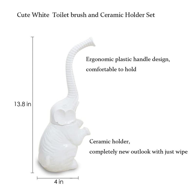 AORTULL Toilet Brush and Holder Set,Modern Ceramic Toilet Bowl Brush Holder,Cute Bathroom Decor, Non-Scratch Bristles, Space-Saving White Household Cleaning Tool for Bathtub - Image 3